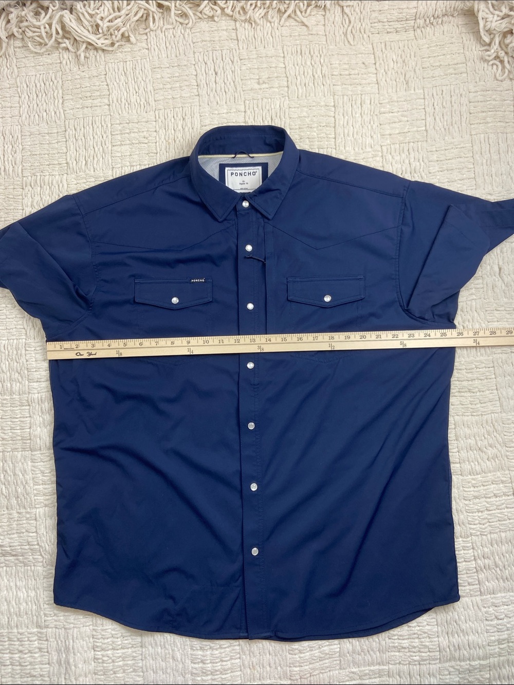 Poncho The Del Mar Western Performance Short Sleeve Shirt Navy XL - Picture 8 of 13
